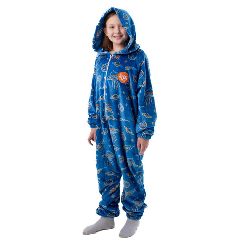 Snuggs Kids Blanket Onesie Royal Blue Space